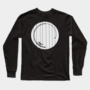 Fishing rod moon silhouette. Long Sleeve T-Shirt